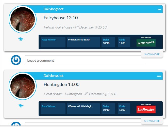 Dailylongshot's tweet photo. 2/3 today so far.. cracking odds last night on them.
sign up on @tipstrr #dailylongshot https://t.co/A9du2eyG3y