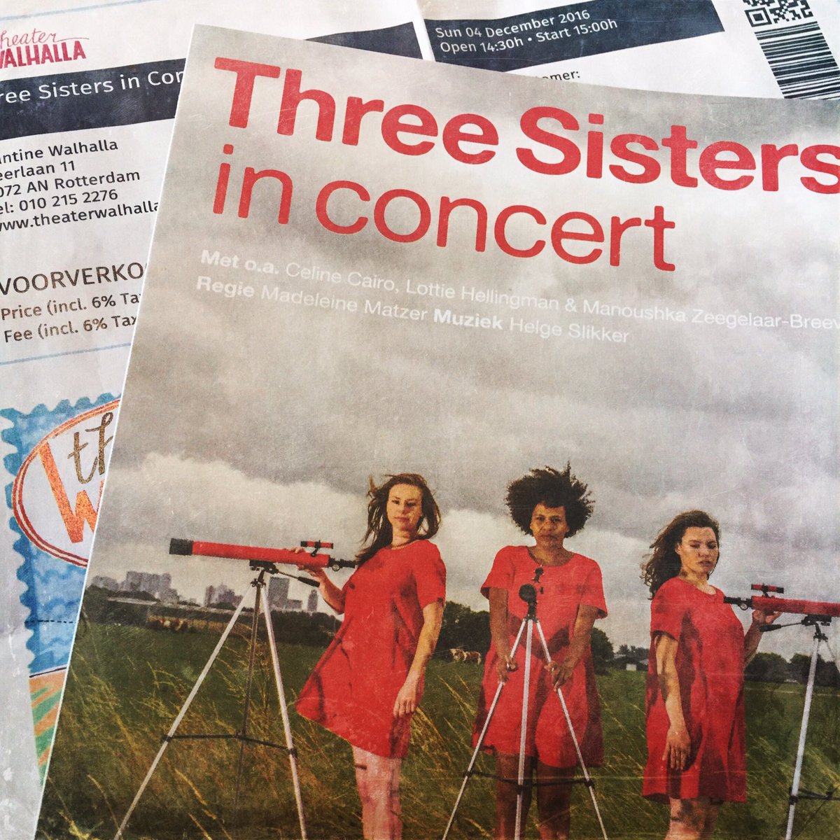 rln_renate's tweet photo. Ready for #threesistersinconcert @TheaterWalhalla with @helgeslikker @Celine_Cairo #LottieHellingman @ManoushkaZB https://t.co/VsjuWiH1Sv