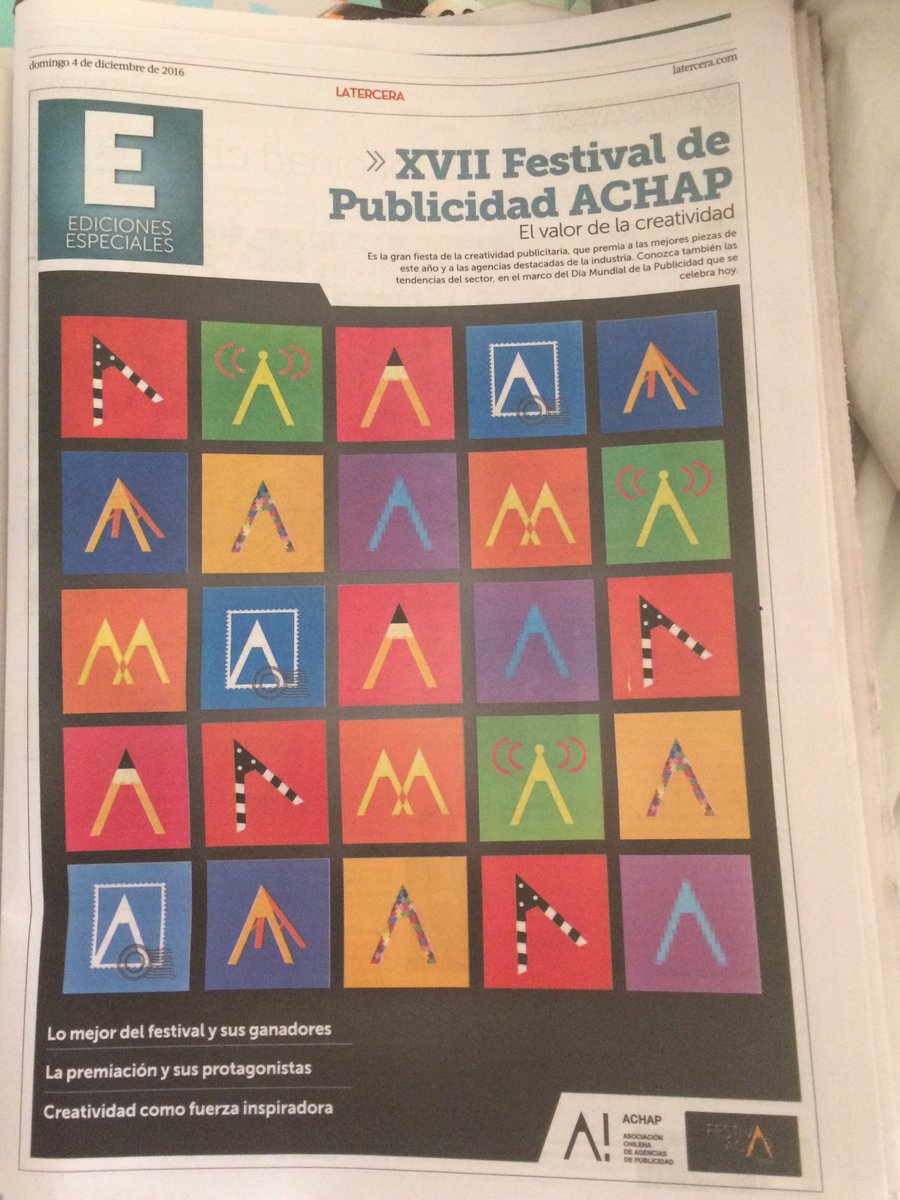 Hoy en <a href="/latercera/">La Tercera</a> suplemento del Festival de Creatividad Achap. Es el primer intento para decir que la Creatividad es para todos.