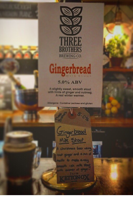Fresh on today we have a festive special from <a href="/ThreeBrewing/">ThreeBrothersBrewing</a>
Delicious gingerbread milk stout is a real winter warmer!
#cask #christmas #beer