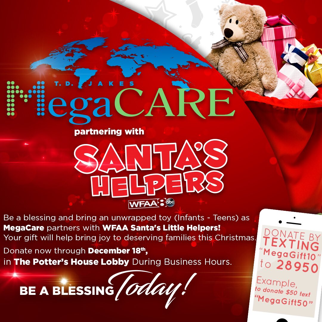 TPHDallas's tweet photo. . @megacareorg has partnered w/ @wfaachannel8 Santas Helpers. Your gift will help bring joy to deserving families this Christmas! #tphonline https://t.co/03sHg8BMzU