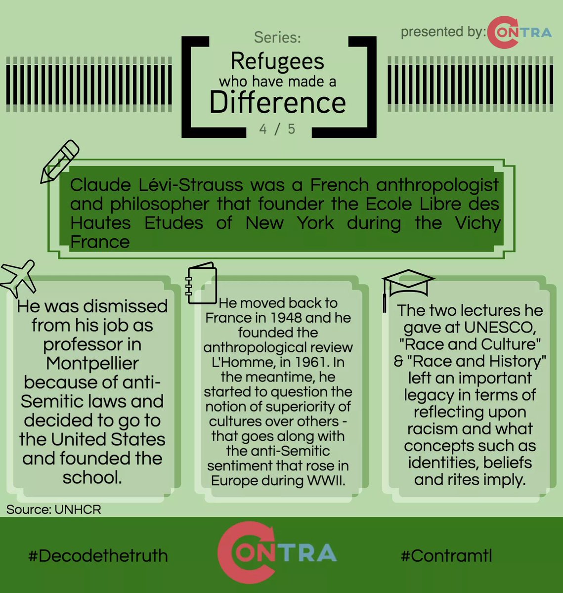 contramtl's tweet image. Our series “Refugees who made a difference” continues today #decodethetruth #refugee #migrants