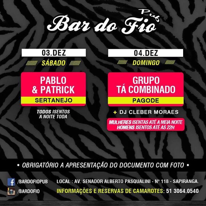 TaCombinadoReal's tweet photo. Hoje tem show do #TaCombinado no @bardofio em sapucaia vemmm que temmm!!! https://t.co/CNx0qszVi5