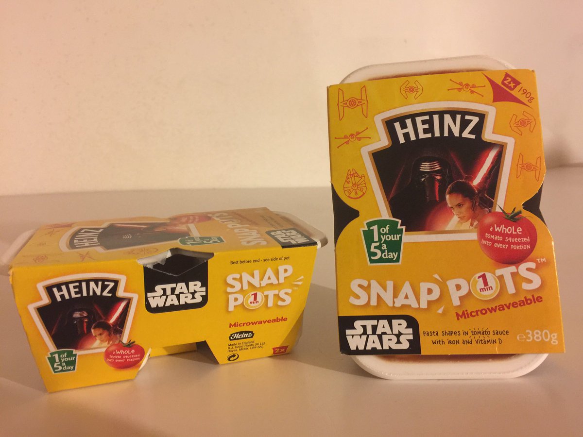 UKToyCollector's tweet photo. New #StarWars #TheForceAwakens Pasta Shape #SnapPots by #Heinz found at Asda.

#RogueOne #MerryRoguemas #SWCO @futureotforce https://t.co/9Ck9iIECuJ