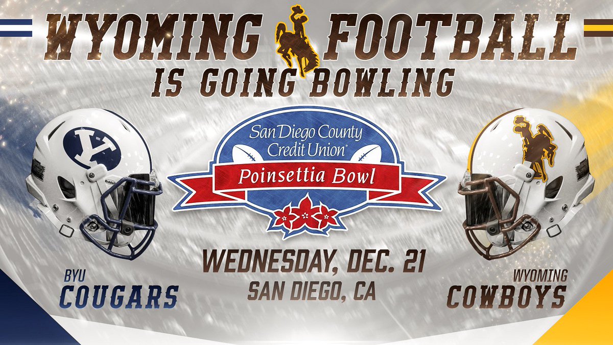 OFFICIAL: Cowboys to face BYU in 2016 @PoinsettiaBowl! Ticket info available shortly on GoWyo.com/tickets! #Bohling #GoWyo