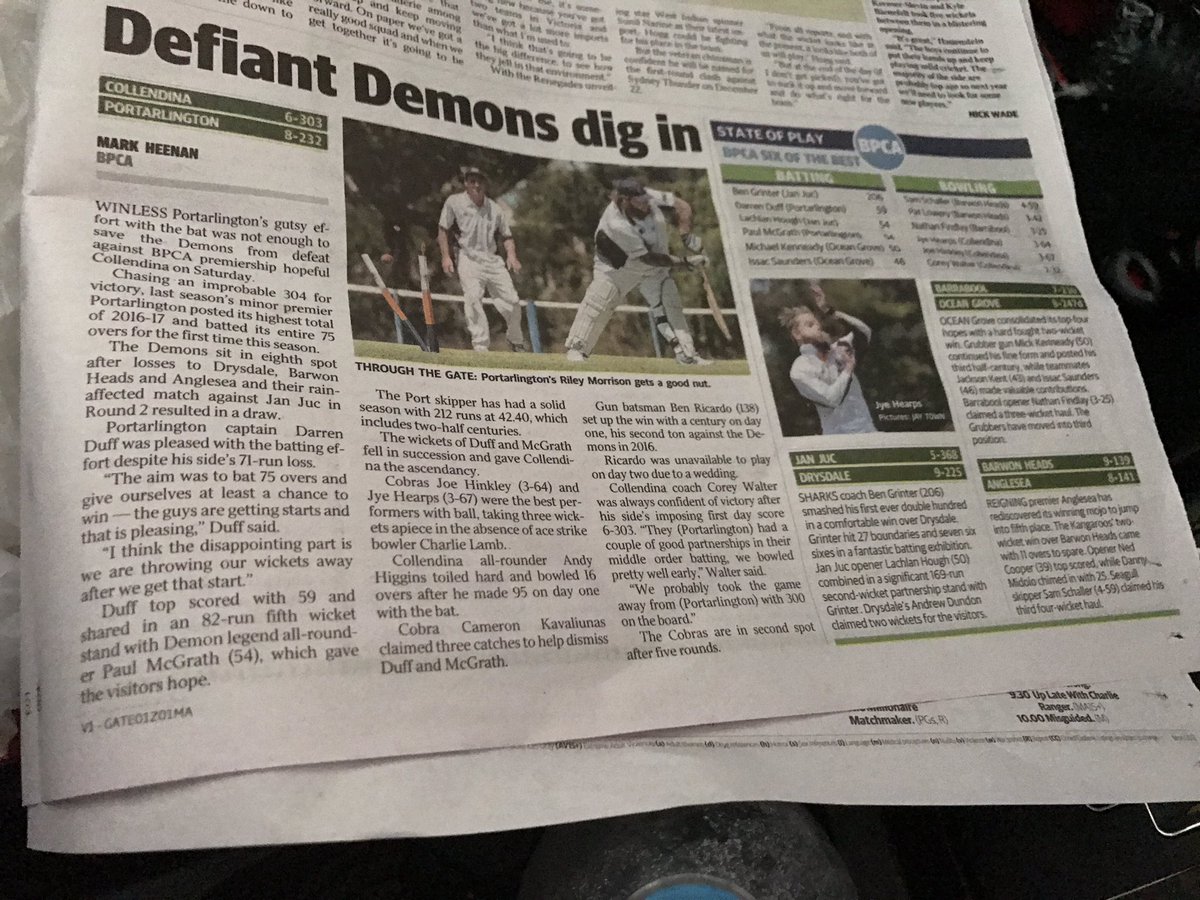 BPCAofficial's tweet photo. @BPCAofficial A Grade wrap with Monday December 5 @geelongaddy report on the Portarlington v Collendina @CollendinaCobra game. #BPCA https://t.co/KoLSHEkHPP