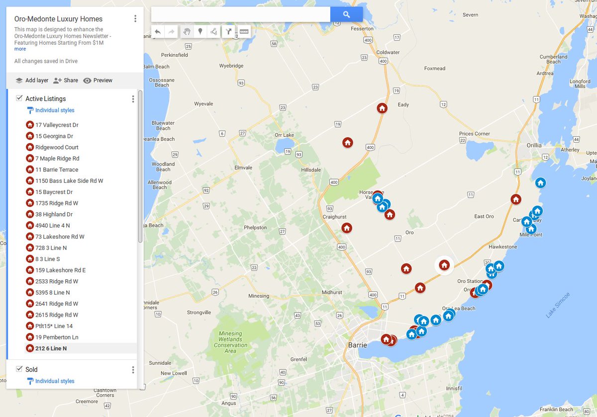 Visualise The Luxury Market In Oro-Medonte With Our Market Activity Map: google.com/maps/d/edit?hl… #Luxury #RealEstate #OroMedonte #Ontario
