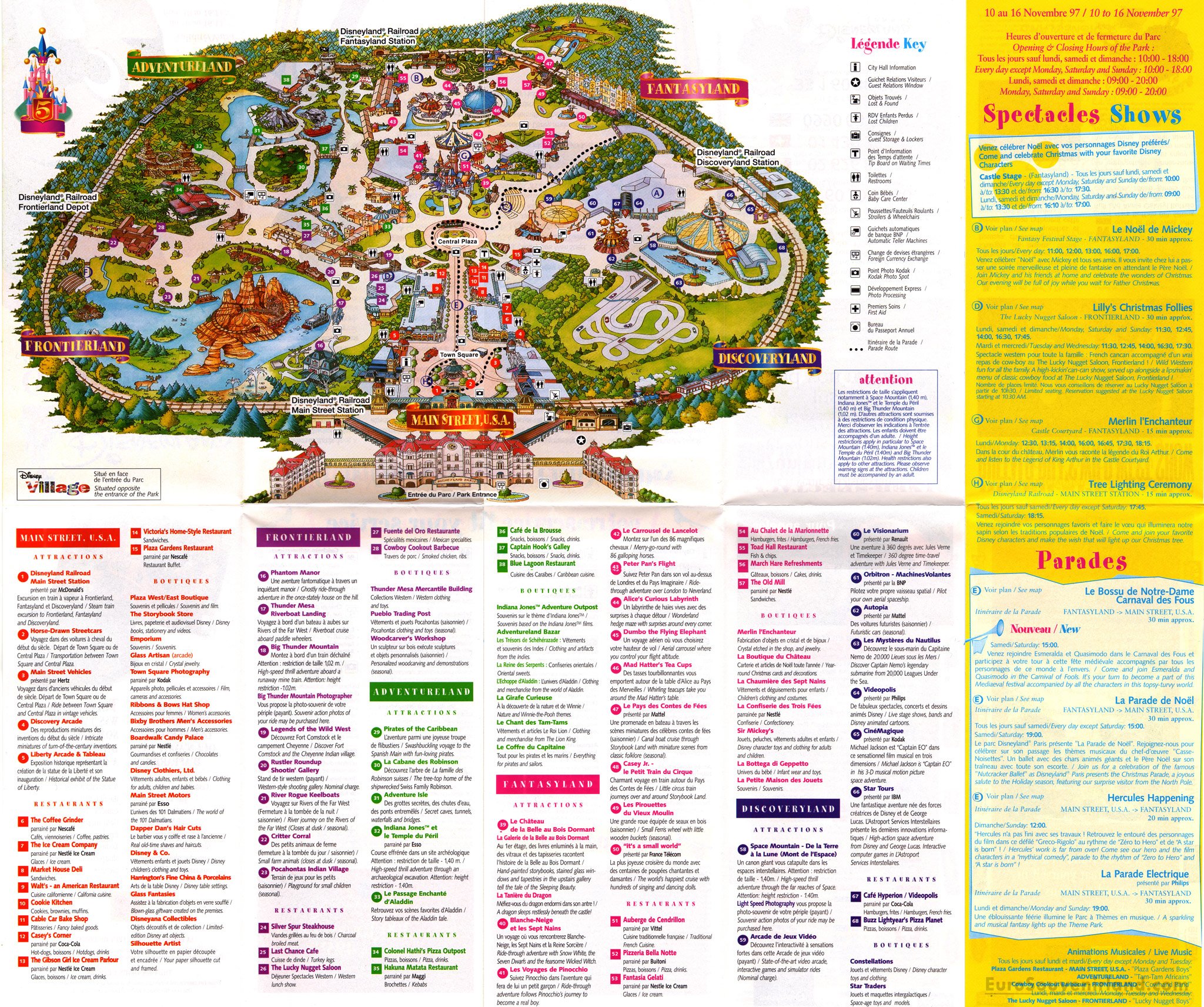 Euro Disney Park Map Euro Souvenirland On Twitter: "Disneyland Paris 5Th Anniversary Park Guide  Map, November 1997 #Dlpmemorabilia Https://T.co/Mbhvavi4Pt" / Twitter