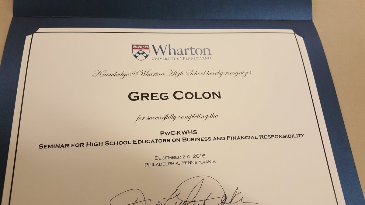 MrGColon's tweet photo. Thanks @WhartonHS @PwC_LLP for a great seminar #hsbfr #teachfinlit #21stCenturyEd https://t.co/O3QjItcubD