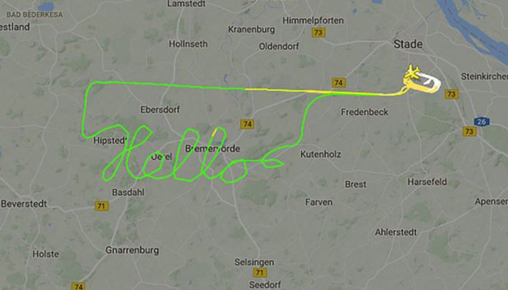 Sky art: Pilot's route spells 'Hello' on flight tracking radar map bit.ly/2goNg32 https://t.co/YYjWBVdNMH
