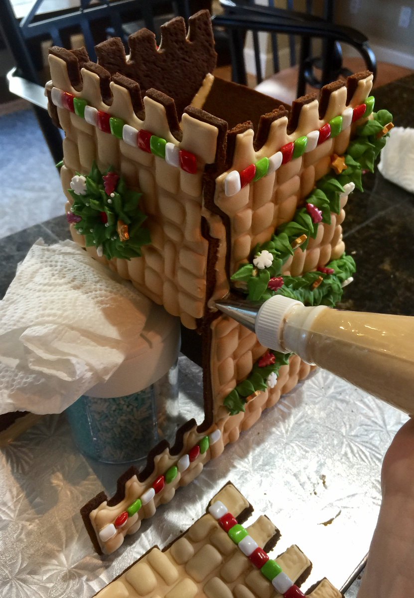 sugarhighscore's tweet image. My gingerbread dice tower is standing now. I'm so excited. 😛💗 It needs more candy!
