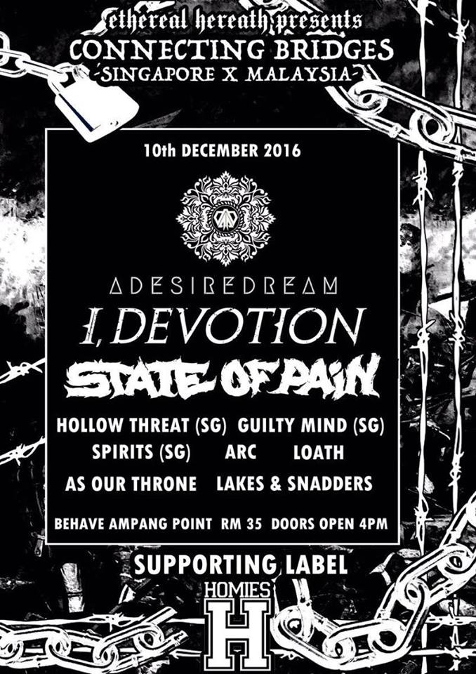 #KL SAT Dec10 CONNECTING BRIDGES 4pm Behave #AMPANG ft <a href="/addleband/">A Desire Dream</a> <a href="/IDevotionSG/">I, Devotion</a> <a href="/StateOfPainHC/">State Of Pain</a> <a href="/hollowthreathc/">HOLLOW THREAT</a> <a href="/ARCOfficialMY/">ArC</a> <a href="/AsOurThrone/">AOT</a> ++