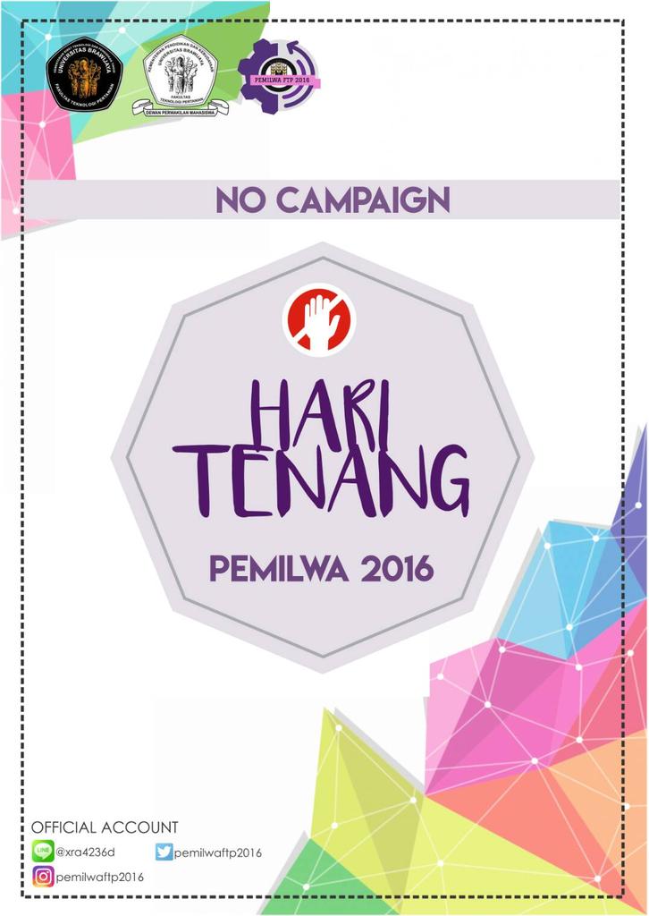 PemilwaFTP2016's tweet photo. Diinformasikan bahwa waktu kampanye Calon telah BERAKHIR. Jangan lupa datang ke TPS selasa, 6 Des 2016

#tolakgolput https://t.co/Cnm5Xff26r