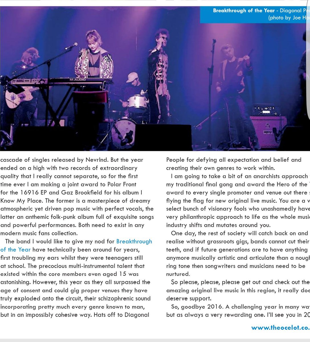 DiagonalPeople's tweet image. Thank you to the wondrous @theocelotmag + @gig_monkey for naming us 'breakthrough of the year'! We will keep breaking on through for you x