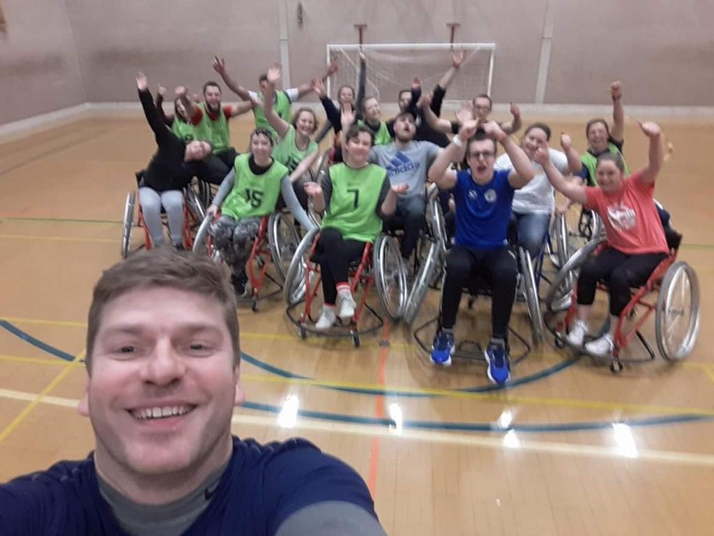 WoodKelda's tweet photo. Thanks @loughie007 for a grt session with @ClimbingOut_ I think a few people will be taking up wchr BB after today! https://t.co/hdCiPpr3O8