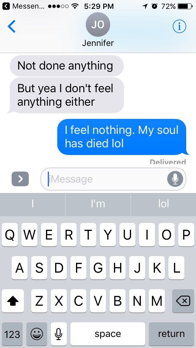itsmeashley_c's tweet photo. Basically @jomecki and I are at the state of grad school where our souls have died from all the coursework #bffconvos #soullessproblems https://t.co/gF09h5PX9k