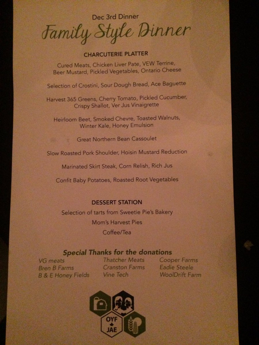AmandaOConnell5's tweet photo. Still full from the most amazing dinner ever last night. Thank you @CanadaOYF for another great year #oyf2016 #eatlocal #ontario https://t.co/jhs6uW7HnZ