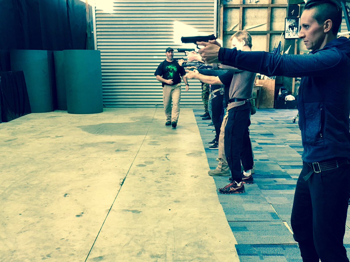 NZStuntSchool's tweet photo. 'The Gun Gurus' on their third day of Tactical Weapons &amp; Movement training in the studio. https://t.co/LUmxlrFP2v