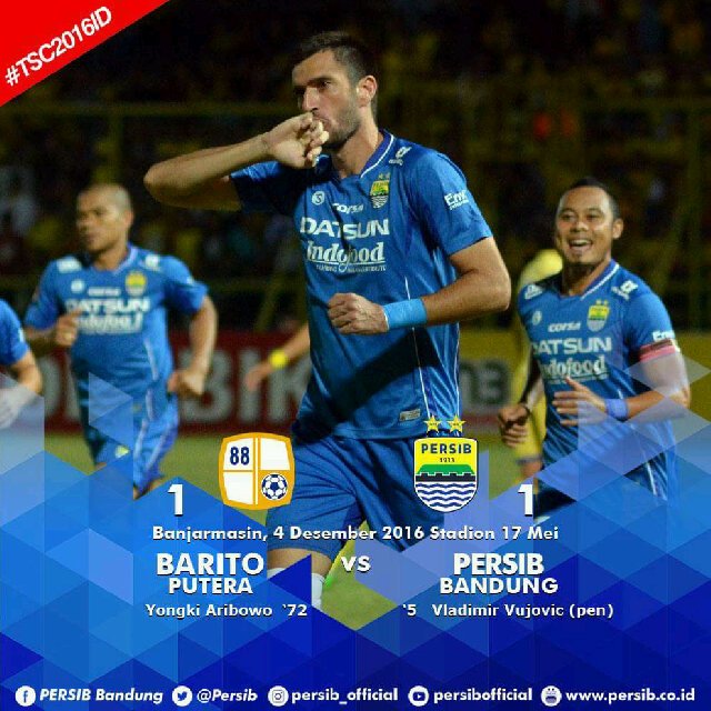 FT: Barito Putera 1-1 #PERSIB #PersibDay #TSC2016ID