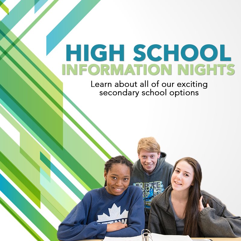 OCDSB's tweet photo. Getting ready for High School? Have questions? Join us at one of the Information Nights. Learn more: https://t.co/yTvsKTfVBP #OCDSB https://t.co/tzBZuppg6s