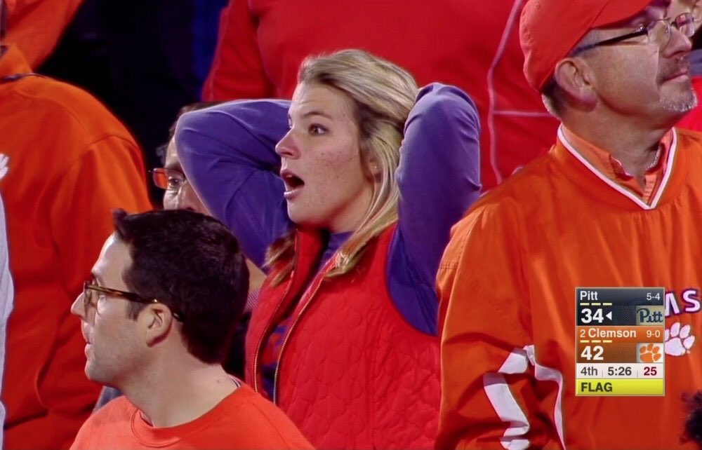 alexandra_cloer's tweet photo. My reaction if @sam_ponder doesn't get to cover @ClemsonFB in AZ. #wewantsam #andscout π https://t.co/FmxpGca1cM