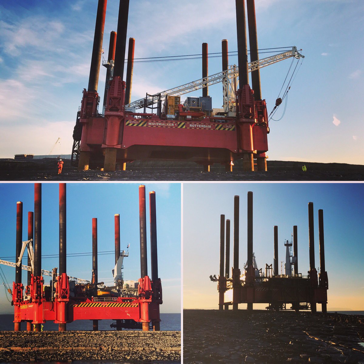 Wavewalkerbv's tweet photo. Nice day for a Sunday walk on the beach! #walkingjackup #hinkleypoint #piling #wavewalker1 #jettyconstruction #wavewalkerbv https://t.co/HgQH1eKtAS