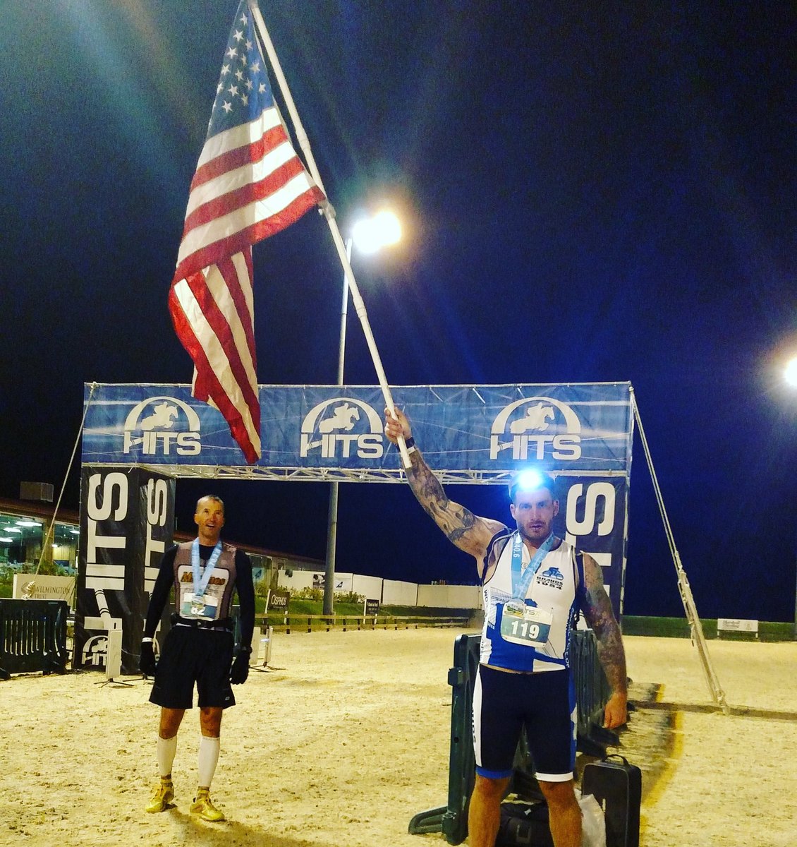 BillyTrainer's tweet photo. Finished my first #ironman distance Triathlon yesterday, #swimbikerun carried the #americanflag for the Marathon https://t.co/thZ59eNVFX