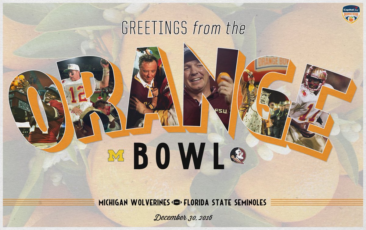 FSUFootball's tweet photo. Wolverines. Seminoles.

Greetings from the @OrangeBowl! 🍊 https://t.co/91IMGJ6zAA