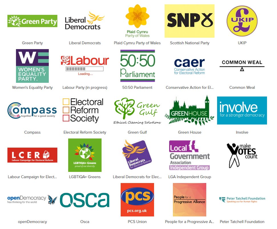 MakeVotesMatter's tweet photo. The #PRalliance is growing. Check out the individuals and organisations calling for a real democracy - https://t.co/FPZaVvFdi9 https://t.co/xWNneDz4gn