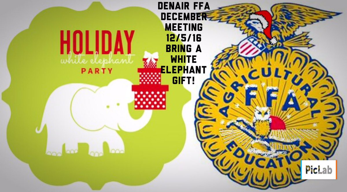 denair_ag's tweet photo. FFA Meeting tomorrow night!!! Make sure to bring a gift if you want to participate in white elephant (make sure it's school appropriate) https://t.co/RPLUax5Kvs