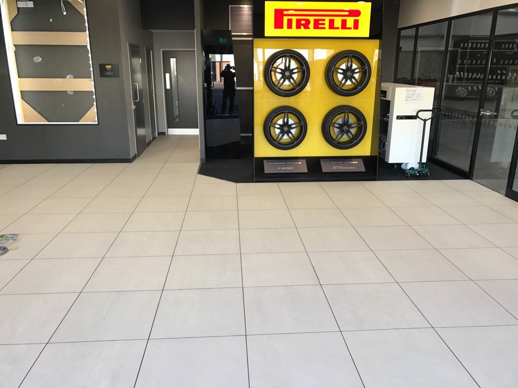 derbytiling's tweet photo. New reception floor installed over the weekend @Pirelli performance Centre @BurtonOnTrent #derbytiling https://t.co/2KLAkpExU3
