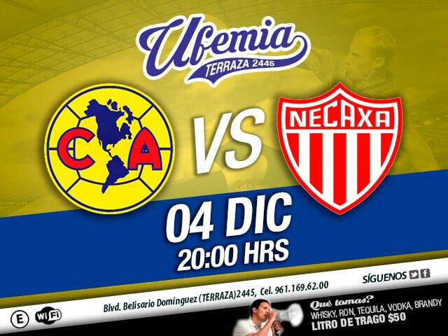 Ufemia_Bar's tweet photo. ¡Hoy hay fútbol en #Ufemia! Los esperamos esta tarde con los snacks para disfrutar de la vuelta de la semifinal entre #América y #Necaxa https://t.co/yS0bkPRDET