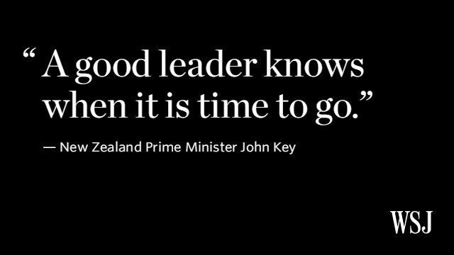 WSJ's tweet image. New Zealand Prime Minister John Key, who has led the country since 2008, said he is stepping down on.wsj.com/2fXKTI9