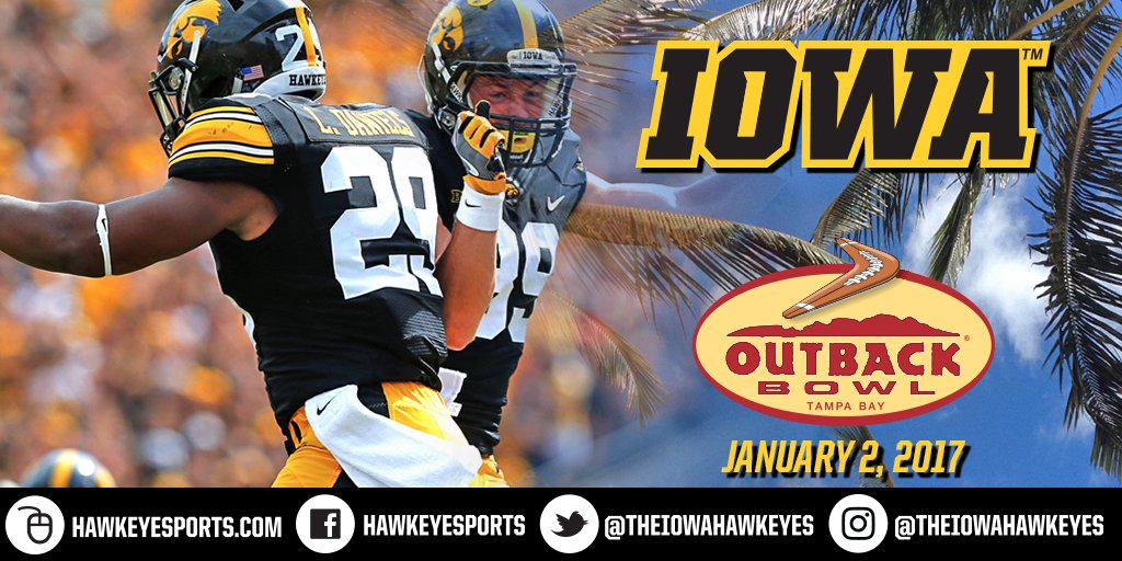 TheIowaHawkeyes's tweet photo. Support the #Hawkeyes at the @Outbackbowl in beautiful #TampaBay! It’s #FootballinParadise. Request tickets here: https://t.co/GYHfn9W5zc https://t.co/Nt4QkdsmSf