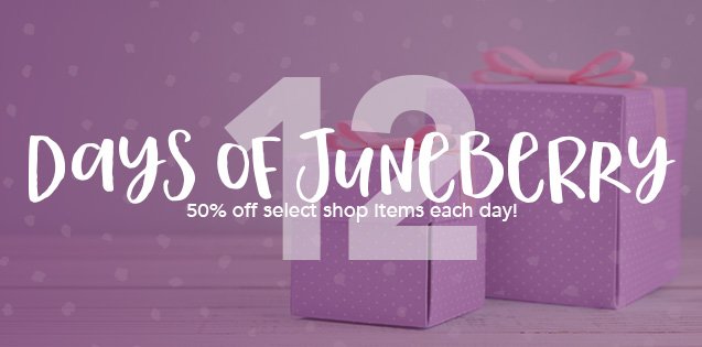 JuneberryBox's tweet photo. Introducing the #12DaysofJuneberry! Each day for the next 12 days, we're featuring a 50% off daily deal. It's our gift to you! #JuneberryBox https://t.co/vRIo8Lsp2N