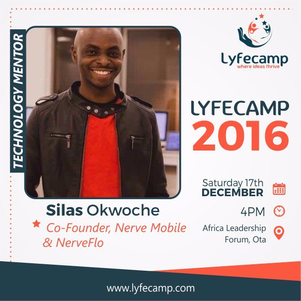 lyfecamp's tweet photo. Meet Mr. Silas Okwoche (@silasneo): Co-Founder of Nerve Mobile and NerveFlo. Discover how Technology can facilitate your business! #LYFECamp https://t.co/wUlvjyTAo6