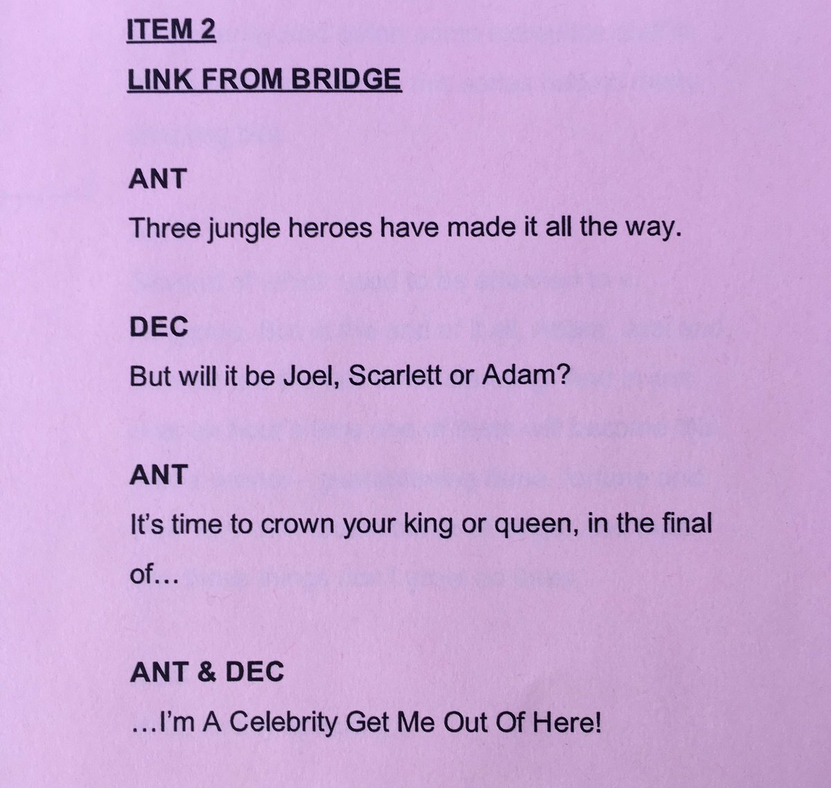 antanddec's tweet photo. For the last time this year.....😢
#antanddecsbridgelink 
#ImACeleb https://t.co/P0EVur7ONX