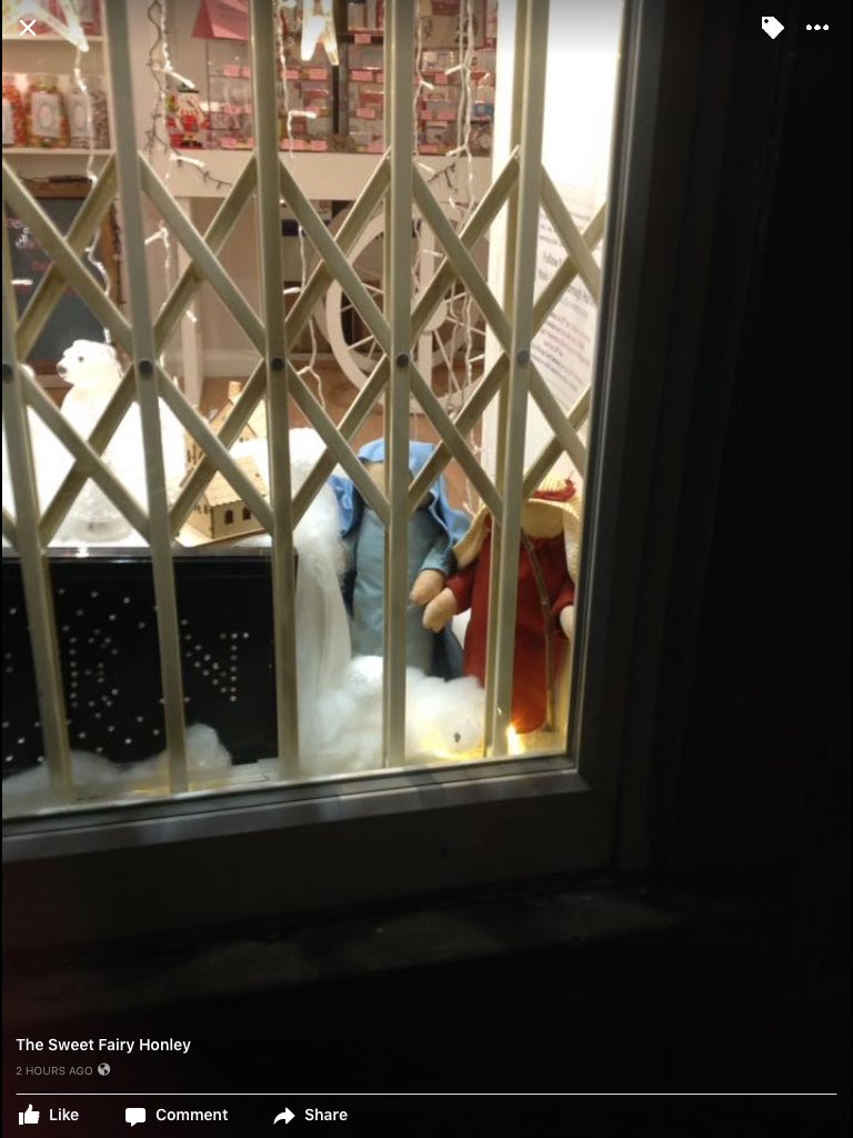 sweetshonley's tweet photo. Mary &amp; Joseph have found a cosy spot for the night in our window &amp; will be enjoying some sweet treats tonight #hellohonley https://t.co/wLgZn4OzNv