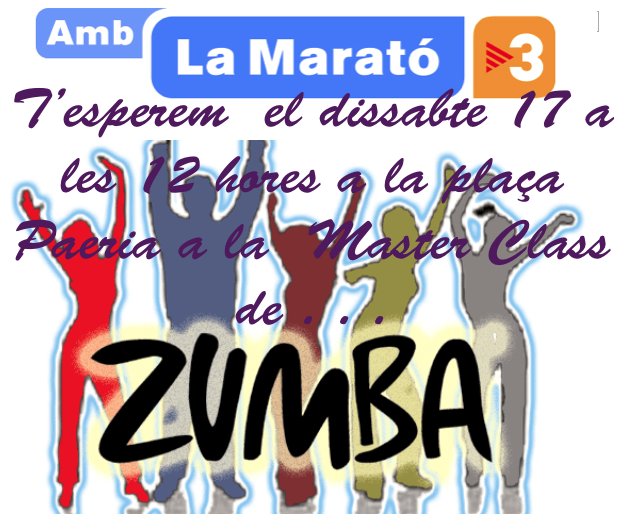 AMILLictus's tweet photo. Us esperem a la Master Class de ZUMBA el 17 de desembre a les 12 a Plaça de la Paeria a benefici de La Marató #lleidaamblamarato https://t.co/1tWoQceoRs