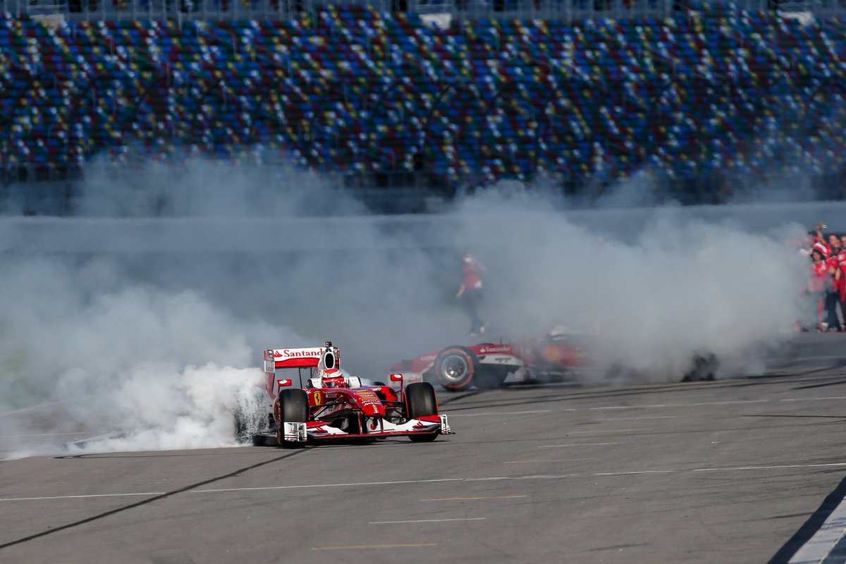 MotorsportsNBC's tweet photo. More shots of Sebastian Vettel and Kimi Raikkonen at @DISupdates today for the Ferrari Finali Mondiali #F1onNBC #FinaliMondiali https://t.co/unyhcKk2Kc