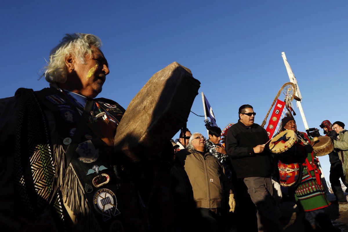 ajplus's tweet image. NOW: #NoDAPL protesters celebrate at the Oceti Sakowin camp after the U.S. Army Corps denies Dakota Access Pipeline route.