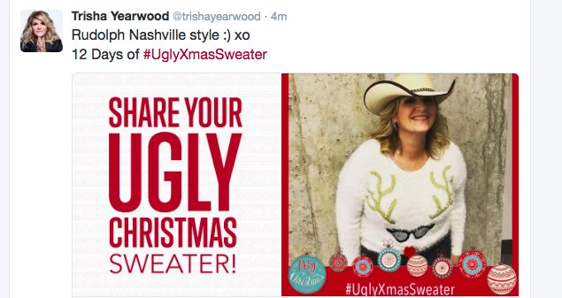 Hmmm...that hat looks familiar :) She wears it better! HA! love, g #UglyXmasSweater https://t.co/xD1IjaCYhf