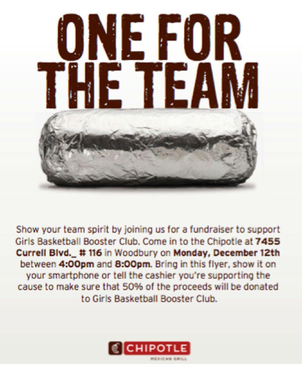 WDBYGirlsBBall's tweet photo. Show your support for girls basketball next Monday, December 12th at Chipotle🏀😛 https://t.co/3SKZswULXR