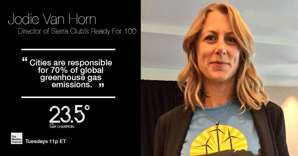 23pt5's tweet photo. .@SierraClub's @loves2jodel discusses how they're encouraging cities across America to use 100% renewable energy. #23pt5 #WeLoveWeather https://t.co/T6e9NlULa0