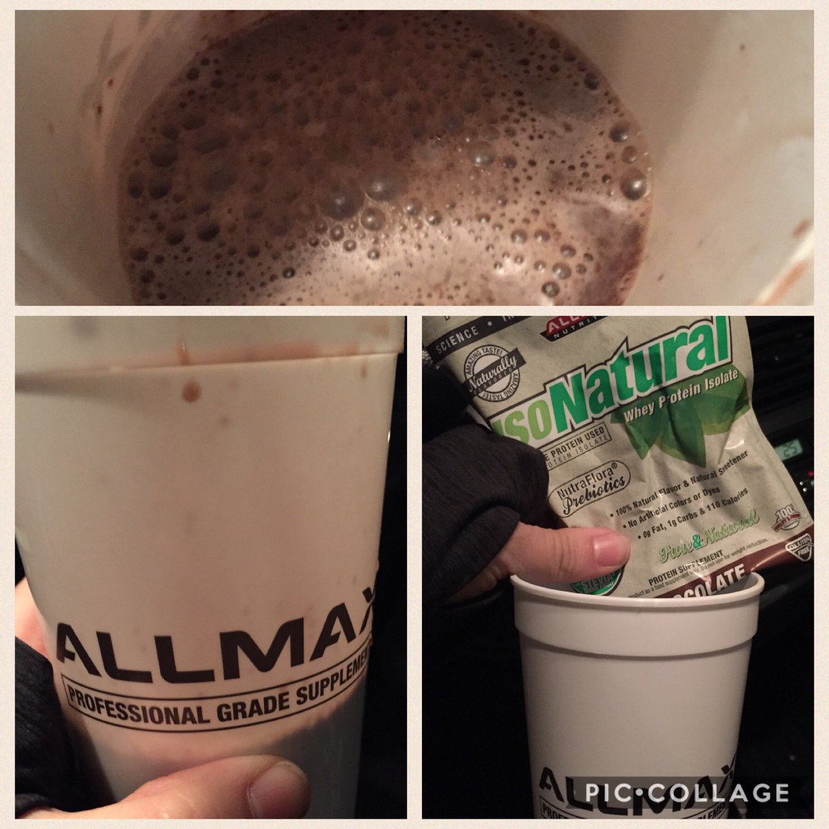 KathrynMcEwin's tweet photo. @ALLMAX Nothing like mixing up a protein shake in car after a workout! Liking that my gym sells single serving #isonatural @AbsoluteFit1999 https://t.co/dIz8zJWBKe