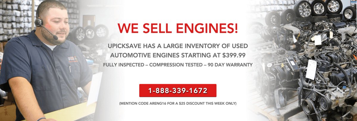 UpickSave's tweet image. We have engines, and plenty of them! Head over to our website today by clicking: tinyurl.com/zk9w2wm or call us at 1-888-339-1672 #auto