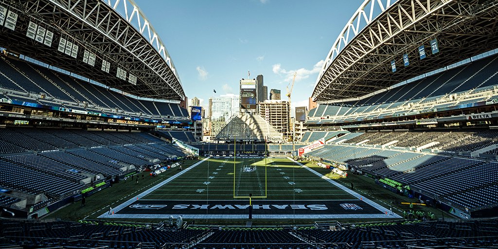 Seahawks's tweet photo. Blue skies. 
Blue endzones.

#GoHawks https://t.co/alaTsLevpo