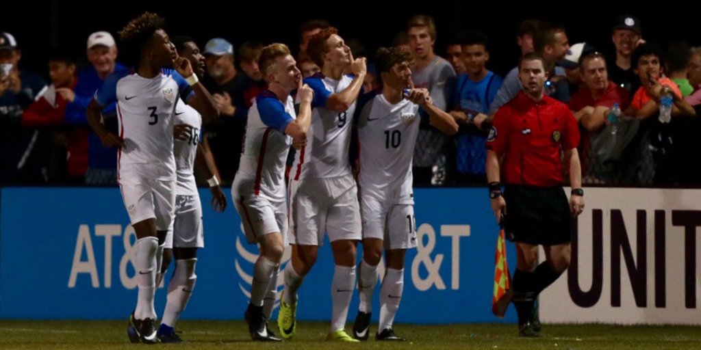 USYNT's tweet photo. FULL-TIME! Goals from Akinola, Sargent and Weah see the U-17 MNT defeat Brazil 3-0 to clinch the 2016 #NikeFriendlies title! https://t.co/cmjxYkvlYi