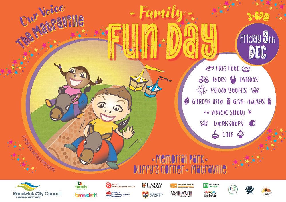 the_jnc's tweet photo. Family Fun Day this Fri 9 Dec at Duffy's Corner.
#FamilyFunDay2016 #Matraville #EasternSuburbs #Community https://t.co/TEgL5WvcgW