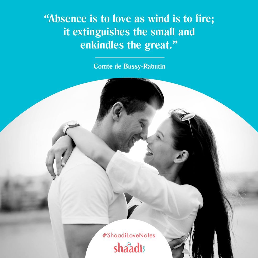 ShaadiDotCom's tweet photo. Absence makes the heart grow fonder! ❤️ #ShaadiLoveNotes https://t.co/Lkc3cF00Xs